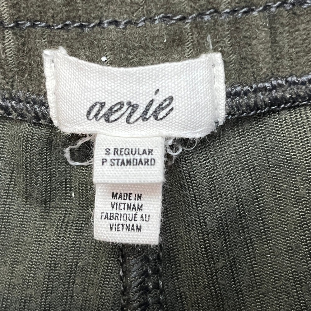 Aerie Pants Womens S Green Corduroy Flare Leg High Rise Elastic Waist 1453370966 - Picture 5 of 10